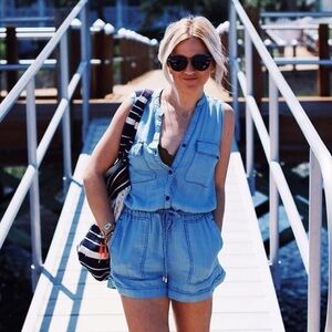 Mossimo Chambray Sleeveless Romper S
